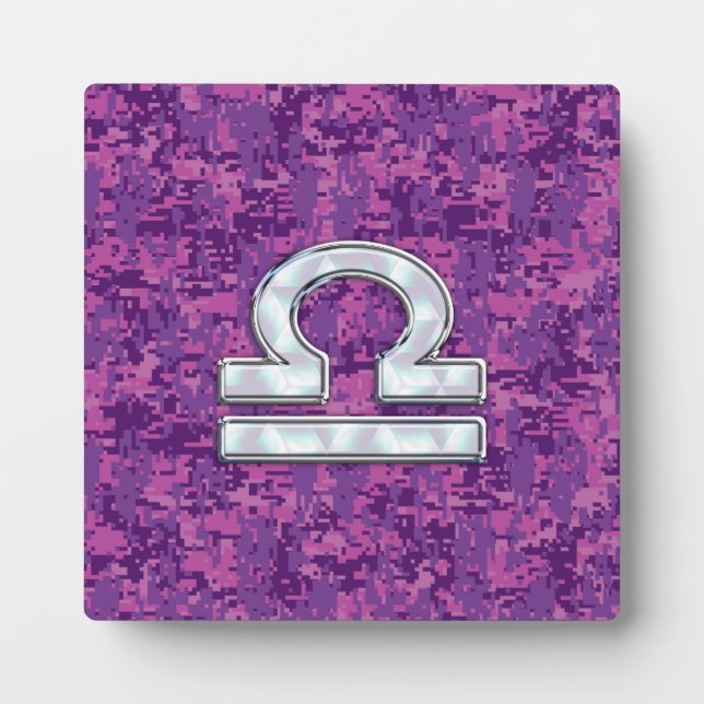 Plaque Photo SYMBOLE Zodiaque Libra Camo numérique rose Fuchsia (Devant)
