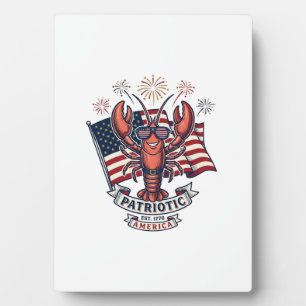 Plaque Photo T-Shirt_1 Gravure Vintage Drapeau Homard Patriotiq