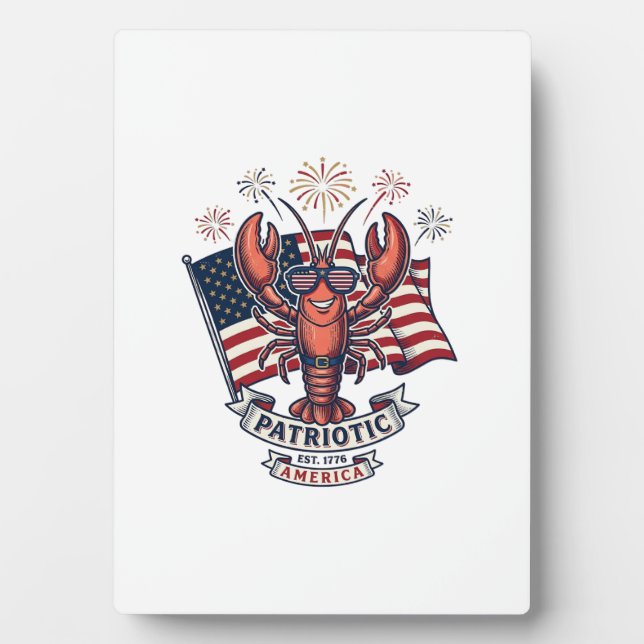 Plaque Photo T-Shirt_1 Gravure Vintage Drapeau Homard Patriotiq (Devant)