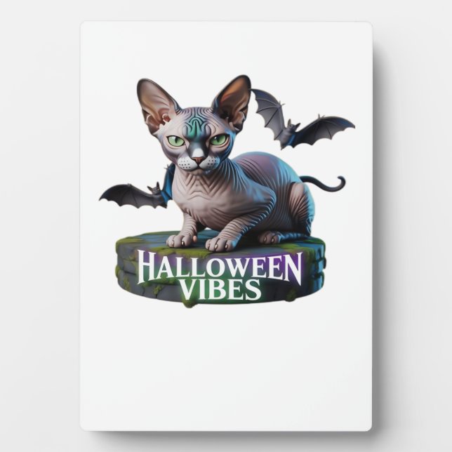 Plaque Photo T-shirt classique aura Halloween chat Sphynx mysti (Devant)