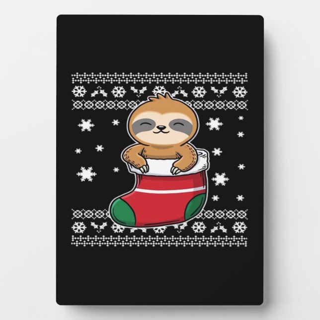Plaque Photo T-shirt classique de Noël Sloth (Devant)