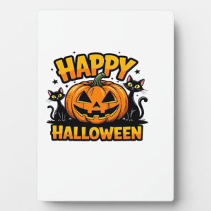 Plaque Photo T-Shirt Classique Halloween Chat Noir_2