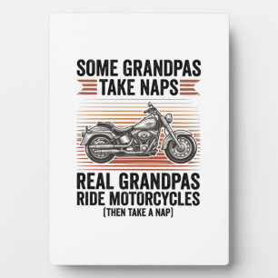 Plaque Photo T-shirt drôle de grand-père moto gravure vintage