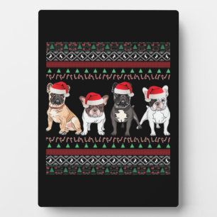 Plaque Photo T-shirt essentiel de Noël laid pour bouledogue fra