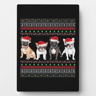 Plaque Photo T-shirt essentiel de Noël laid pour bouledogue fra