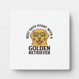 Plaque Photo T-shirt Golden Retriever avec lunettes de soleil r