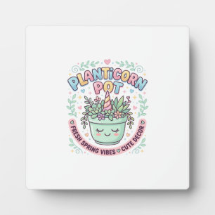 Plaque Photo T-shirt graphique avec licorne et pot de plante