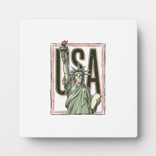 Plaque Photo T-shirt graphique bubble gum Statue de la Liberté