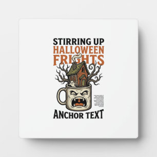 Plaque Photo T-shirt graphique de mug hanté Halloween café effr