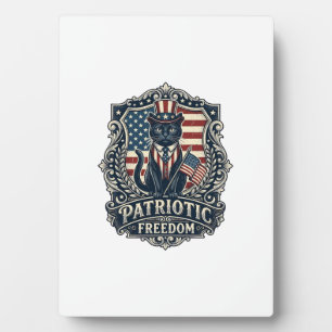 Plaque Photo T-shirt graphique vectoriel de chat noir patriotiq
