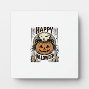 Plaque Photo T-shirt Halloween Citrouille Cimetière Vintage Art