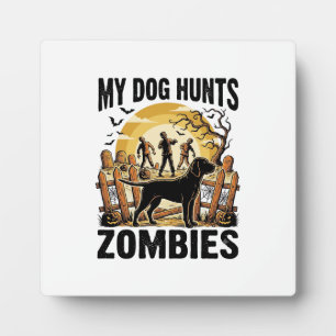 Plaque Photo T-shirt Halloween Vintage Chien de Chasse aux Zomb