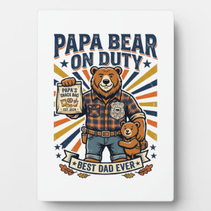 Plaque Photo T-shirt Papa Ours en service pour la fête des père