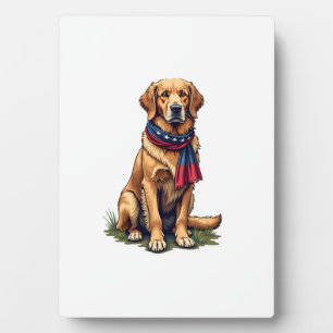 Plaque Photo T-shirt vintage Chien de chasse patriotique Golden