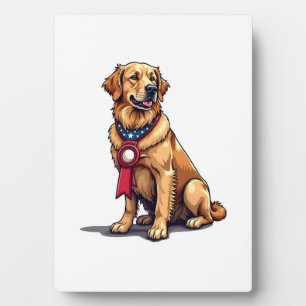 Plaque Photo T-shirt vintage Proud American Golden Retriever 4