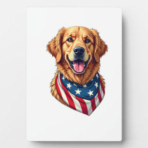 Plaque Photo T-shirt vintage Star Spangled Golden Retriever 4