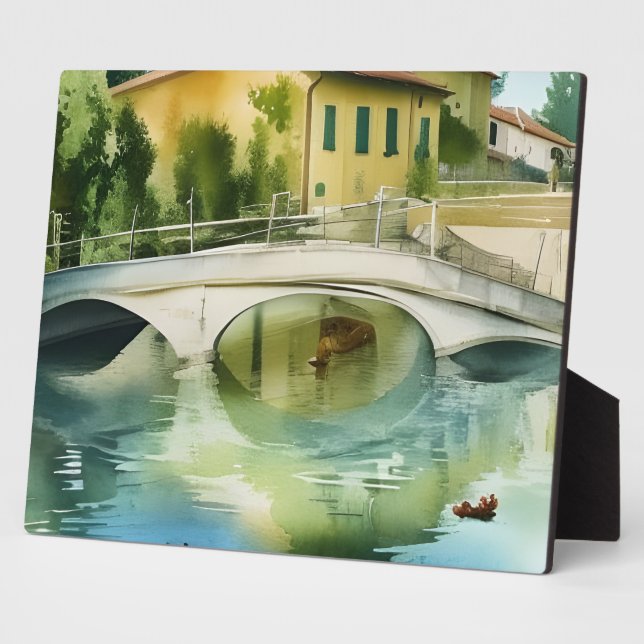 Plaque Photo Table à dessus en aquarelle représentant le pont d (Côté)