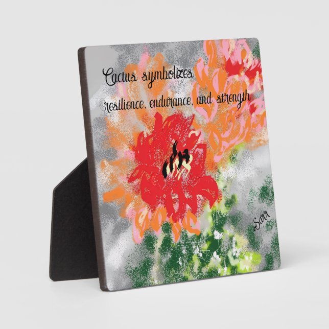 Plaque Photo Table basse avec toile : Fleur de cactus  (Recto)