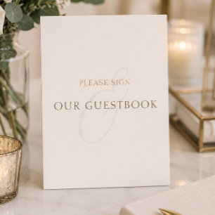 Plaque Photo Table de mariage minimaliste marron Cocoa Guestboo
