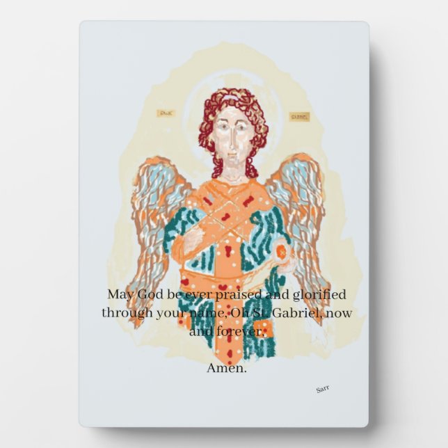 Plaque Photo Table Easel & Canvas : Archange Gabriel, prière (Devant)