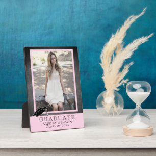 Plaque Photo Tableau noir moderne Pink Graduate Photo