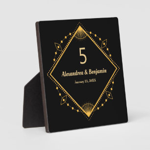 Plaque Photo Tableau Top Numéro Mariage Gold Noir Personnaliser