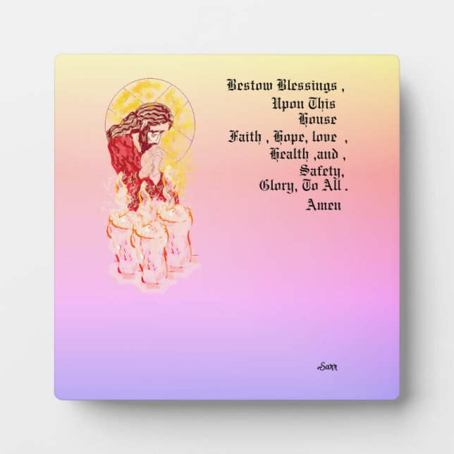 Plaque Photo Tabletop Easel Avec Toile : Bénir Cette Maison (Devant)