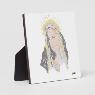 Plaque Photo Tabletop Easel Avec Toile ; Vierge Marie