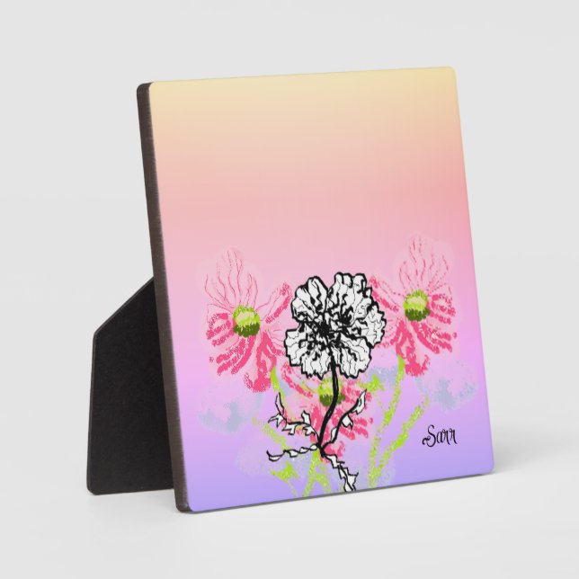 Plaque Photo Tabletop W/Canvas : Wild Flowers (Recto)