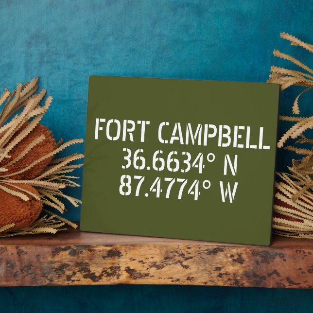 Plaque Photo Tablette Fort Campbell Latitude Longitude (Côté)