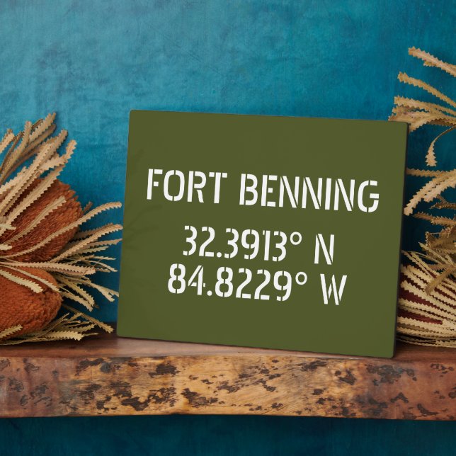 Plaque Photo Tablette Latitude Longitude de Fort Benning (Côté)