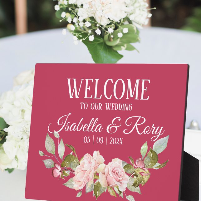Plaque Photo Tablette Mariage Magenta et Rose Roses (Créateur téléchargé)
