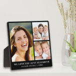 Plaque Photo Tante Love You 3 Photo Collage noir<br><div class="desc">Élégante plaque photo en noir de keepsaké pour célébrer la meilleure tante jamais avec un collage photo de 3 de ses nièces et neveux,  leurs noms,  "We Love You" ou "I Love You" dans la typographie classique blanche serif,  et si elle est appelé tante,  tante,  tia,  etc.</div>
