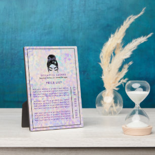 Plaque Photo Tarif du service de faux cils holographiques Iride