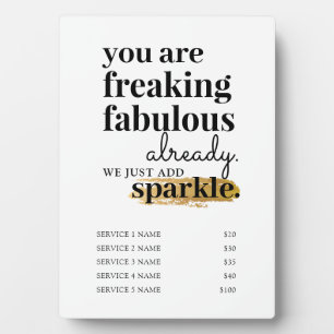 Plaque Photo Tarification Services Hair Maquillage Lashes Salon