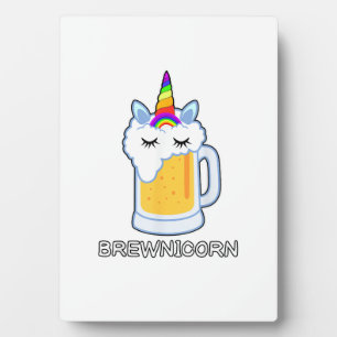Plaque Photo Tasse de bière buvant Brewnicorn Licorne mignonne