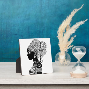 Plaque Photo Tatouage Tribal Portrait de Fille Africaine