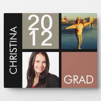 Plaque Photo Taupe gris couleur bloc classe année graduation