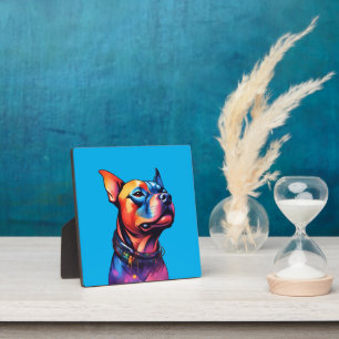 Plaque Photo Taureau coloré Terrier Conception Cyberpunk,
