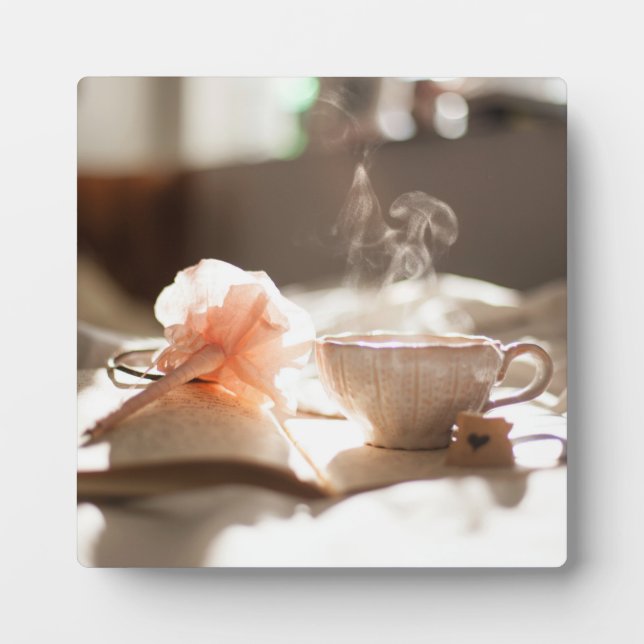 Plaque Photo Tea Time avec un bon livre (Devant)