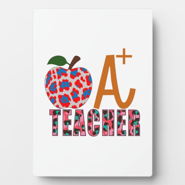 Plaque Photo Teacher Art Apple A Plus Teacher (Devant)
