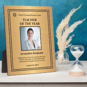 Plaque Photo Teacher of the Year Photo Gold Award Personalize