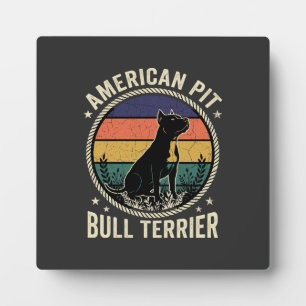 Plaque Photo Teckkel Pit Bull Américain Vintage Sunset Rope