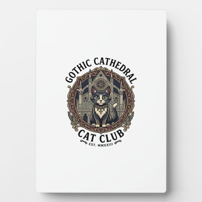 Plaque Photo Tee shirt graphique de chat de cathédrale gothique (Devant)
