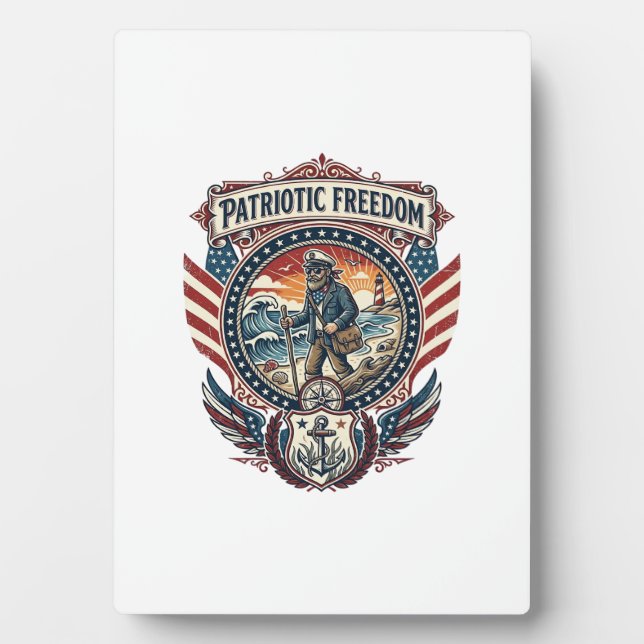 Plaque Photo Tee-shirt graphique vectoriel Patriotic Beachcombe (Devant)