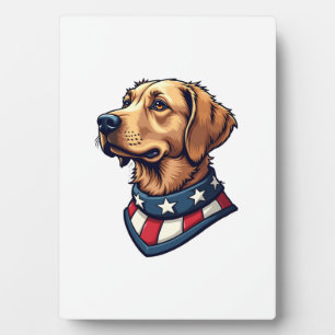 Plaque Photo Tee vintage chien Retriever mascotte patriotique 4
