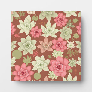 Plaque Photo Terracotta Rose Pâle Succulent Echeveria Floral 