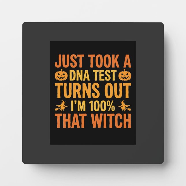 Plaque Photo Test ADN de sorcière d'Halloween Design drôle (Devant)