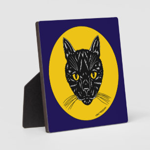 Plaque Photo Tête de chat noir