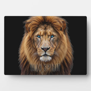 Plaque Photo Tête majestueuse de lion aux yeux bleus Faune An
